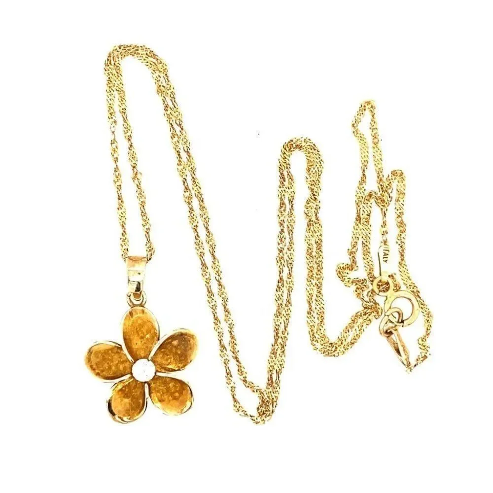 925 Plumeria on 14k Twisted Chain‎